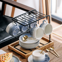 Continental breakfast cup Creative personality cup Coffee cup set Milk cup Ceramic mug with spoon dish tray