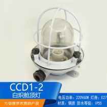 Marine steel incandescent cabin ceiling lamp CCD1-2 ship waterproof glass lampshade with mesh cover Factory Direct