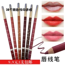 3 sets) hot sale Snow White lip liner pen deep coffee brown Black Rose Red Eyebrow pencil eyeliner 28 colors