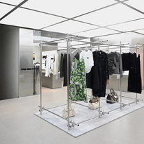 Clothing store display rack floor-standing display rack side hanging Zhongdao is hanging stainless steel handstand buying shop clothes pole