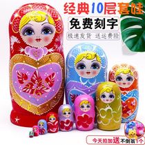 Set ova toy girl 7 floors 10 floors Russian color painted high end solid wood fine gift peci
