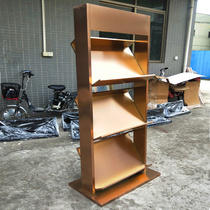  Real estate sales office apartment map data rack Rose gold data rack Double-layer floor magazine rack Book and newspaper folding rack