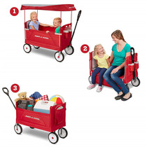 Spot American radio flyer childrens four-wheel trailer stroller double seat twin foldable
