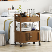 Beauty cart rack beauty salon special tool cart bamboo solid wood three-layer hair salon lockers
