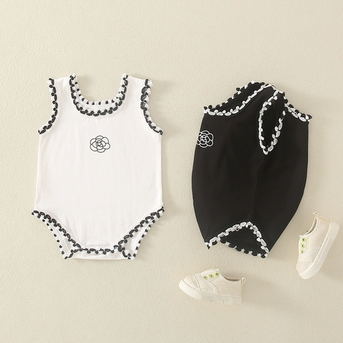 Комбинезон для младенца, летняя одежда, летнее милое боди для новорожденных без рукавов для девочек, эффект подтяжки