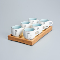 King anti-scalding small teacup set Single ceramic master cup with handle Kung Fu Tea cup with handle Household small cup