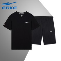 Hon Stark sports suit mens 2022 new summer breathable short sleeve semi-sleeve sports shorts Two sets of mens clothing