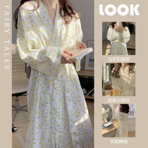Day Department Broken Flowers And Pyjamas Women Spring Autumn 2022 New ins Sleep robes pure cotton long sleeve Home Sleeping Dress
