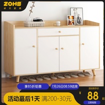Shoe cabinet new 2020 household door large capacity entrance cabinet Simple modern solid wood leg storage cabinet multi-layer shoe rack