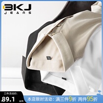 BKJ high-end pearl cotton summer new mens short-sleeved polo shirt custom top cotton lapel white t-shirt