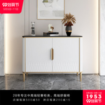 European-style light luxury porch cabinet living room entrance marble double door decoration cabinet White restaurant sideboard entrance shoe cabinet