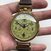 Masonic watch big dial mechanical glass is through mens watch Soviet stock Lightning brand Freemasonry retro