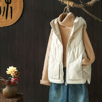Autumn and winter New hooded sleeveless jacket Korean loose thick down cotton horse clip female wild vest vest