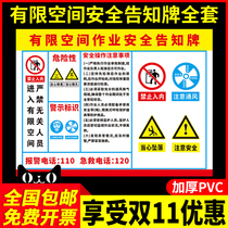 Limited space safety notice board warning sign confined space operation notice warning brand sticker safety risk point operation procedure occupational hazard Mark sign card customization