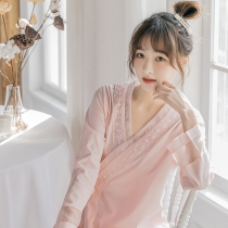 White Princess Style Pajamas Women Spring and Autumn Cotton Thin Long Sleeve Court 2021 New Autumn Home Clothes Set