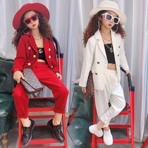 Childrens womens suits spring tide clothes mens childrens catwalk suits fashion foreign style model performance Party suit dress