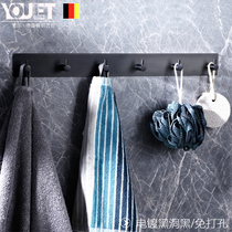 Germany YOULET door rear adhesive hook 304 stainless steel black stick hook no trace bathroom light luxury towel clothes hat hook