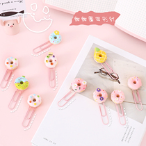 Cute doughnut paper clip girl heart hand account decoration bookmark clip large paper clip clip clip
