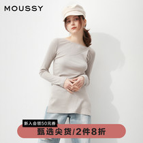 MOUSSY early spring personality inclined shoulder harnesses to fix with a knitted sweatshirt for women 010ES280-0670