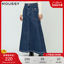MOUSSY spring and autumn high waist fashion long denim skirt women 010DA511-5330