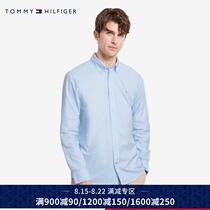Tommy 21 new spring and summer mens business classic pure cotton embroidery flag solid color long sleeve shirt 15649