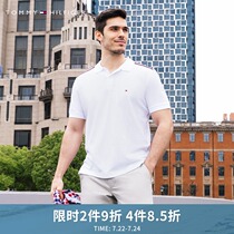 Tommy 21 new spring and summer mens simple casual pure cotton small embroidered label slim short-sleeved polo shirt 17782