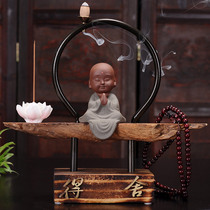 Weathered Wood back incense burner Zen ornaments home study figures little monk ceramic small monk creative decorations