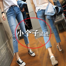 Summer slim fit seven pants Broken Cave Jeans Girl slim fit slim 100 hitch fit straight cylinder 90% Pants Tide