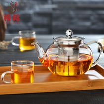 Tea heat-resistant high temperature glass tea pot Stainless steel filter flower tea pot Tea set Black tea teapot household set