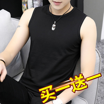 Modal vest men's summer ins trend waistcoat fitness basketball sports black wide shoulder sleeveless t-shirt wear