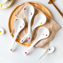 Modern housewife flower ceramic spoon creative cute soup spoon household tableware childrens small rice spoon