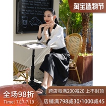 Diving Beibei rate with the wind white shirt top intellectual Hepburn style black skirt summer fashion suit for women