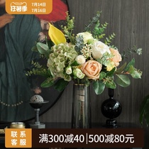 Southern Cross Nordic light luxury rose bouquet simulation flower ins Living room dining table flower Fake flower decorative ornaments Summer habitat
