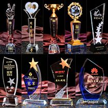 Crystal trophy custom-made Metal resin wooden trophy Thumb five-pointed star Student company trophy-made