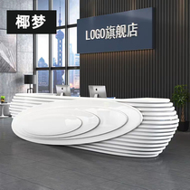 Slice shape paint front desk White company curved welcome bar Hotel cashier Creative fashion
