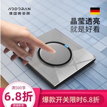 Odorang 86 type switch socket panel one open 5 five hole socket with LED gray porous light luxury household wall