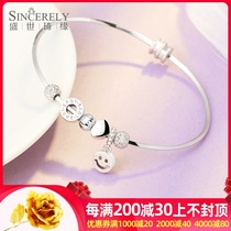 Platinum bracelet women pt950 smiley small waist bracelet Fashion pure white gold bracelet transfer beads Chaise bracelet lettering