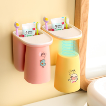 Childrens toothbrushing wash mouthwash cup cartoon hanging wall style cute washing tooth cylinder suit minimalist magnetic toothbrush shelf