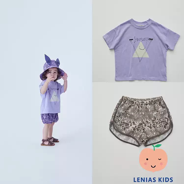 lenias LN家 eLfinFolk 22SS春夏新 儿童柔软T恤+印花短裤