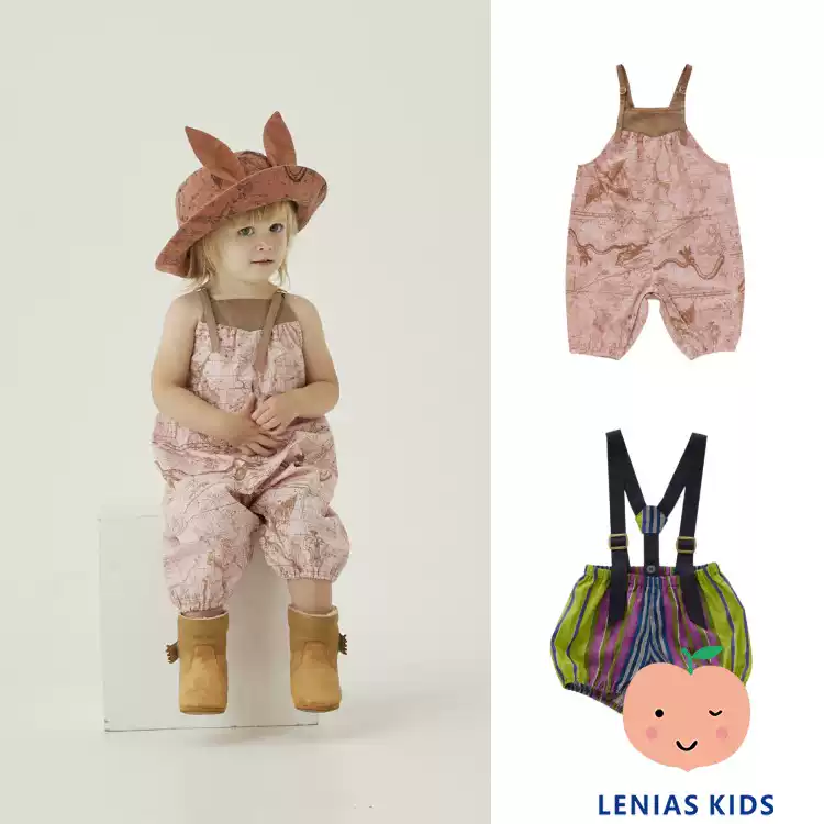lenias LN家 eLfinFolk 24SS春夏 baby款花色条纹背带裤