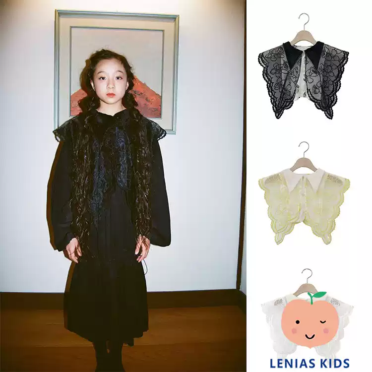 lenias LN家 UNIONINI 21AW秋冬女童 ins蕾丝蝴蝶大翻领