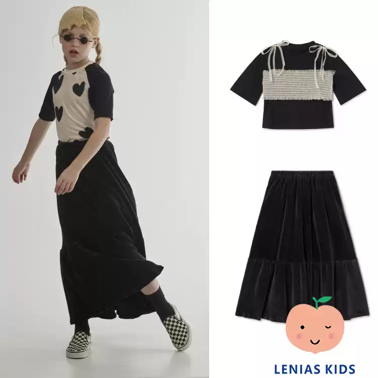 Lenias LN家 LCF 24SS春夏 甜美蕾丝T恤+长款百褶半裙