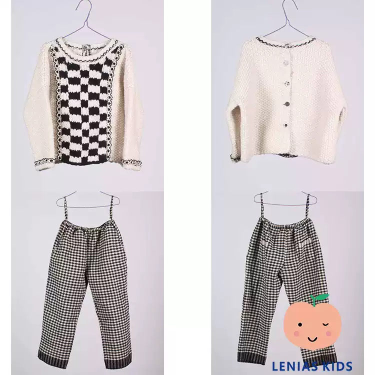lenias LN家 Pero22AW秋冬 儿童撞色毛衣+格子厚休闲裤