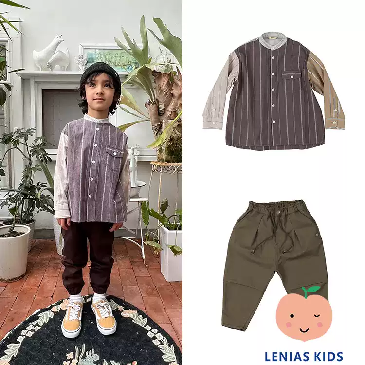 Lenias LN家 日本FITH 23AW秋冬 日式拼色条纹衬衫+裤子