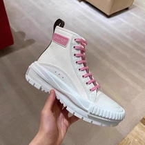 2021 new donkey home high-top shoes womens summer sports shoes lace-up canvas shoes pink muffin thick-soled casual white shoes