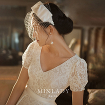 (famous) Yunting designer Lanxi recommends headwear with lace wedding dress handmade pearl inlay