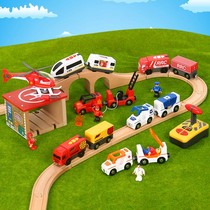 Compatible with electric train remote control small train track remote control power big voice IKEA toy rice Rabbit Wood Wood
