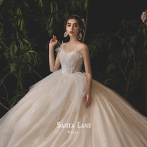 Light wedding dress 202021 new chest Thorn line Super fairy dream Starry Sky luxury female small man sexy thin main yarn