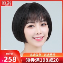 Wig womens short hair summer real hair bobble middle-aged and elderly mothers hair full headgear round face real hair set