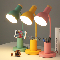 Nordic Plug-in Type Creative Pen Holder Small Table Lamp Eye Protection Desk College Student Dorm Bedroom Bed Headlights young girl